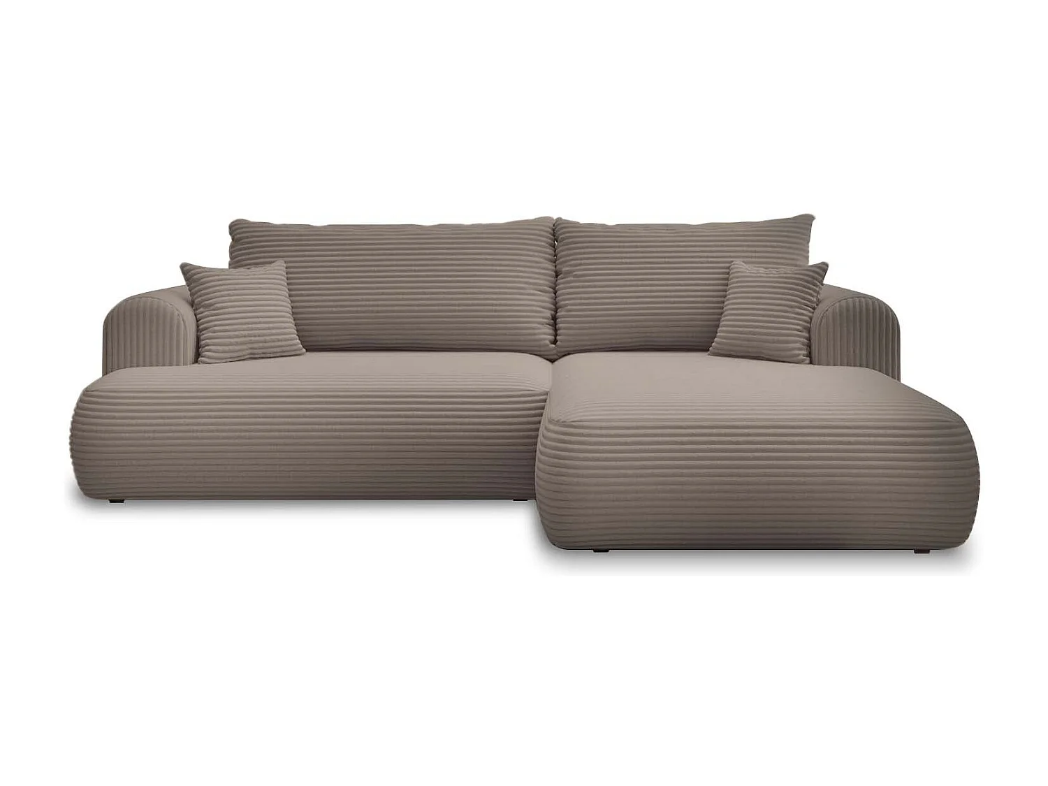 Canapé d'angle droit convertible Velaro velours côtelé Taupe