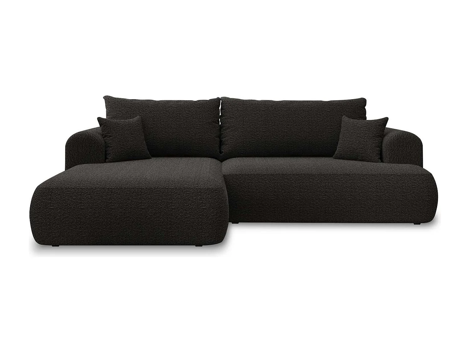 Canapé d'angle gauche convertible Velaro Bouclette Noir