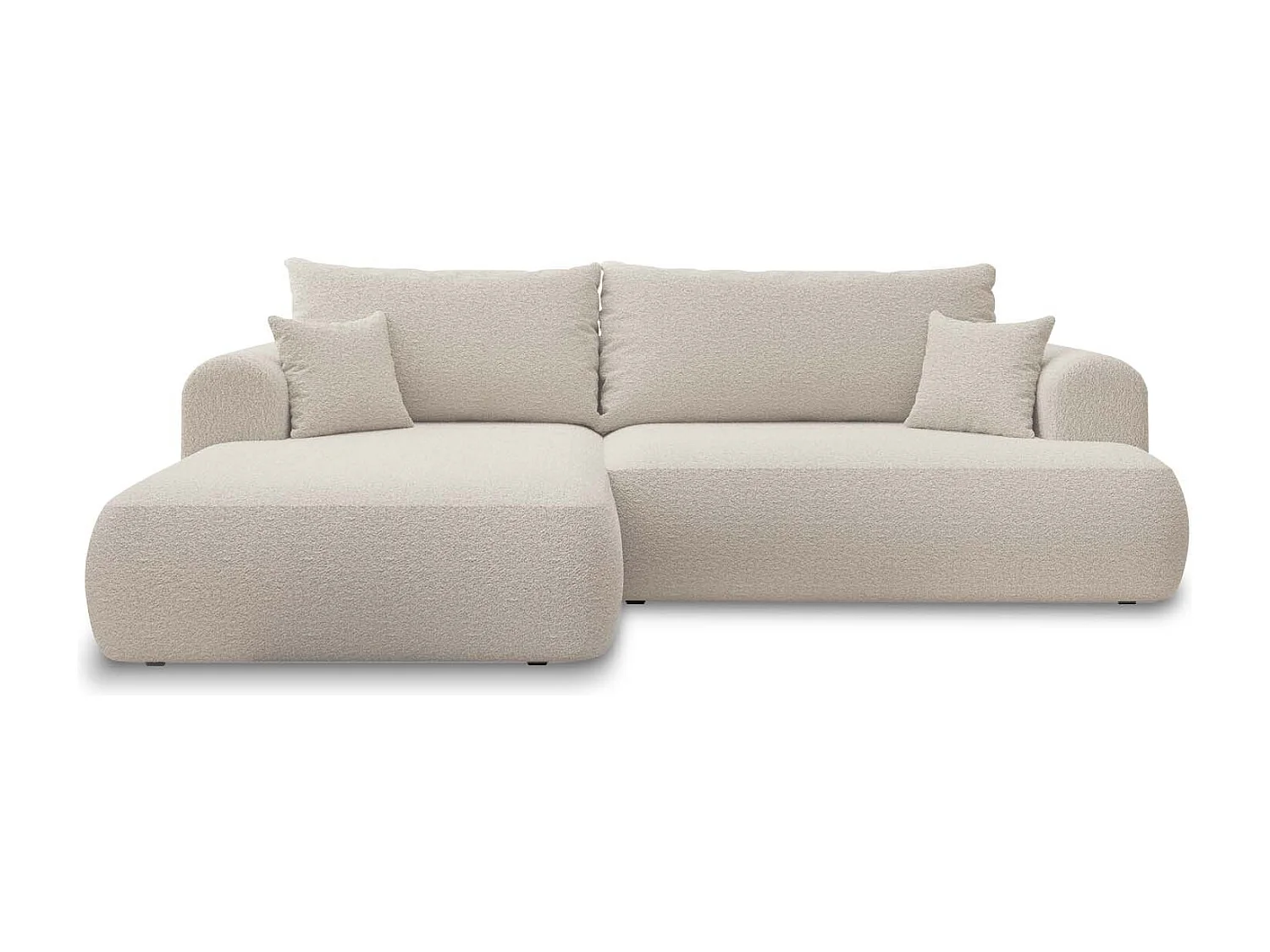 Canapé d'angle gauche convertible Velaro Bouclette Beige