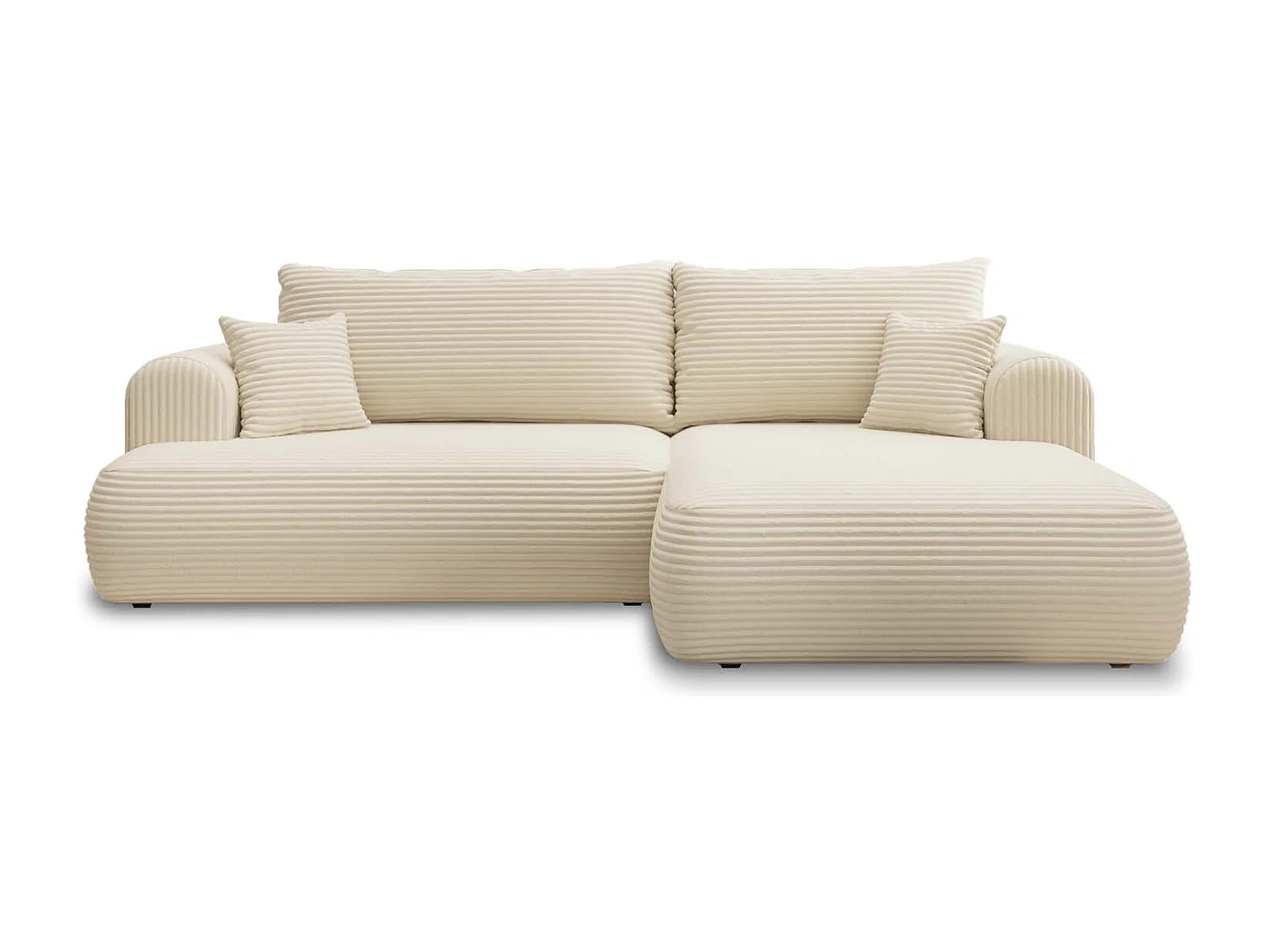 Canapé d'angle droit convertible Velaro velours côtelé Beige