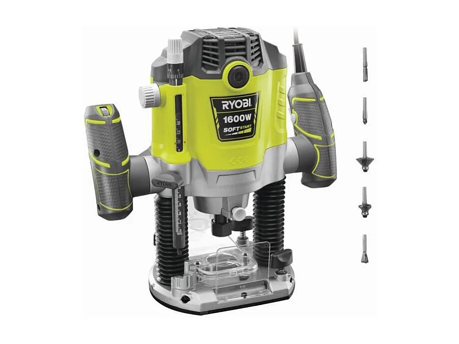 RYOBI RRT1600-K 1600W Tauchsäge mit Drehzahlregelung, SoftStart, 5 Fräser und Koffer