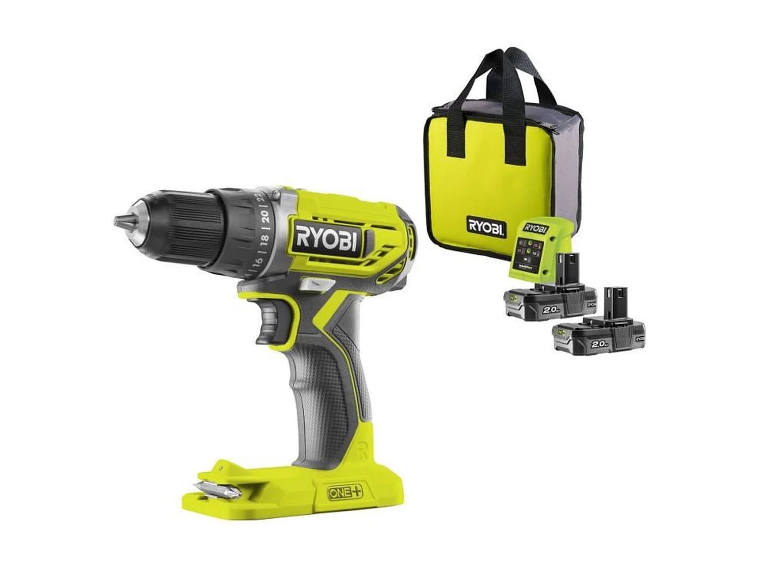 Perceuse 18 volts ONE+ et 2 batteries 2,0Ah - R18DD2-220S