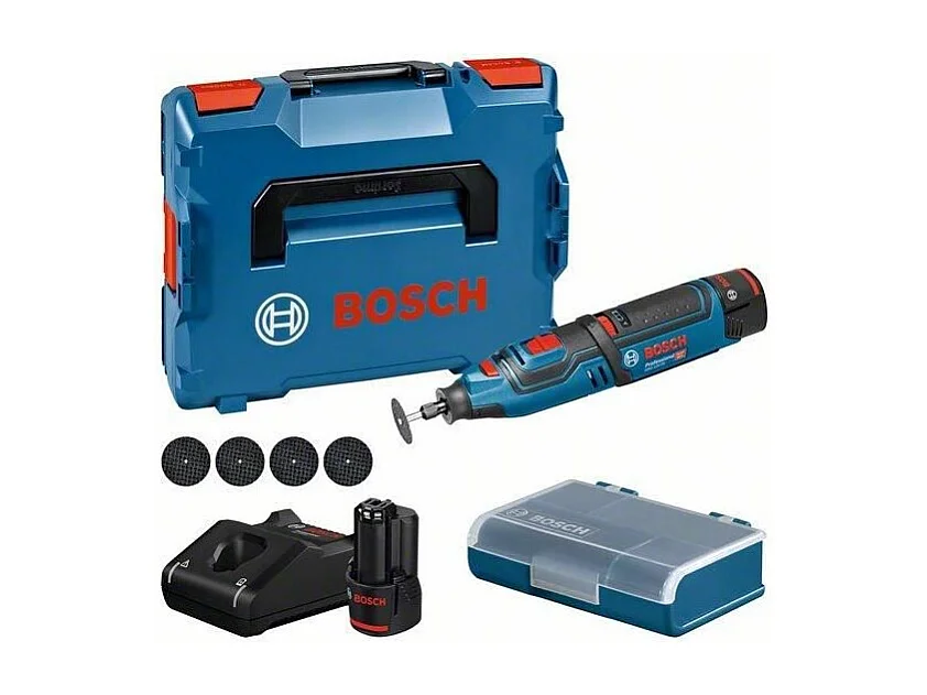Herramienta rotativa multifunción Bosch GRO 12V-35 inalámbrica, 2x2,0Ah, 35.000 rpm, L-Boxx, LED integrada