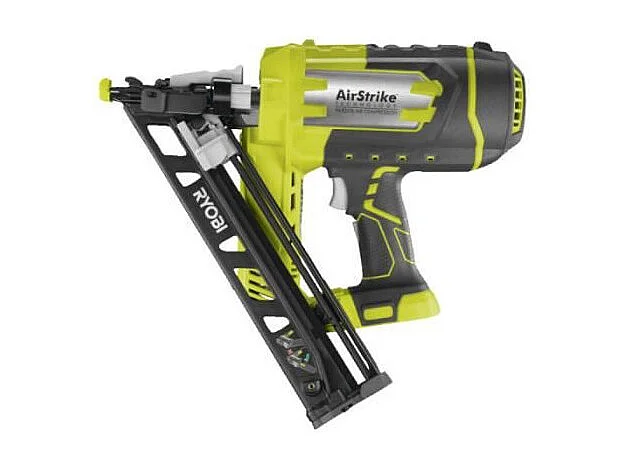 RYOBI AirStrike 18V 15G 25-64 mm schräger Finishnagler mit Hochleistungsladegerät und Doppel-LED