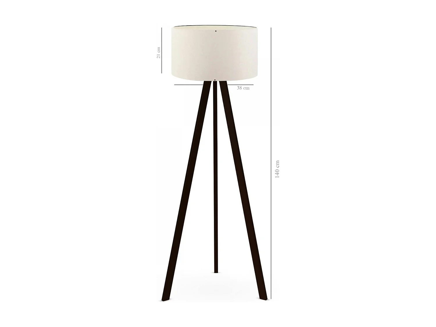 Lampadaire trépied moderne noir, abat-jour blanc KILIS