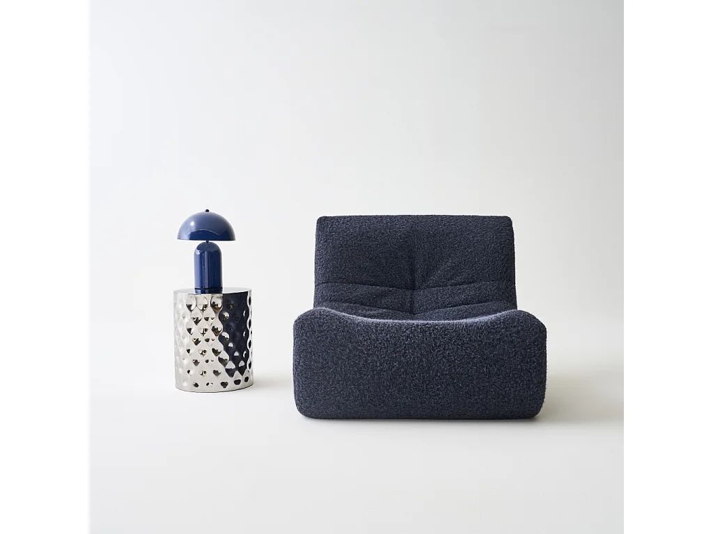 Mesa auxiliar, mesita de noche de acero esmaltado cromado gris perlado