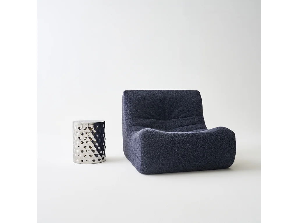 Mesa auxiliar, mesita de noche de acero esmaltado cromado gris perlado