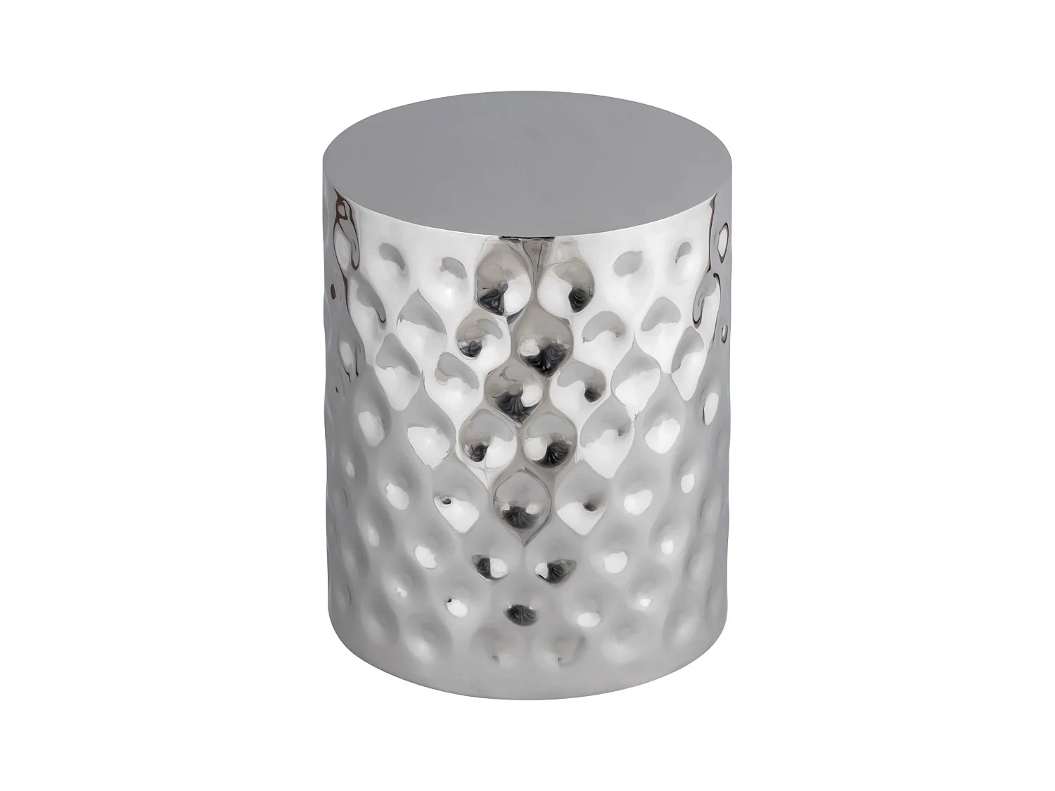 Mesa auxiliar, mesita de noche de acero esmaltado cromado gris perlado