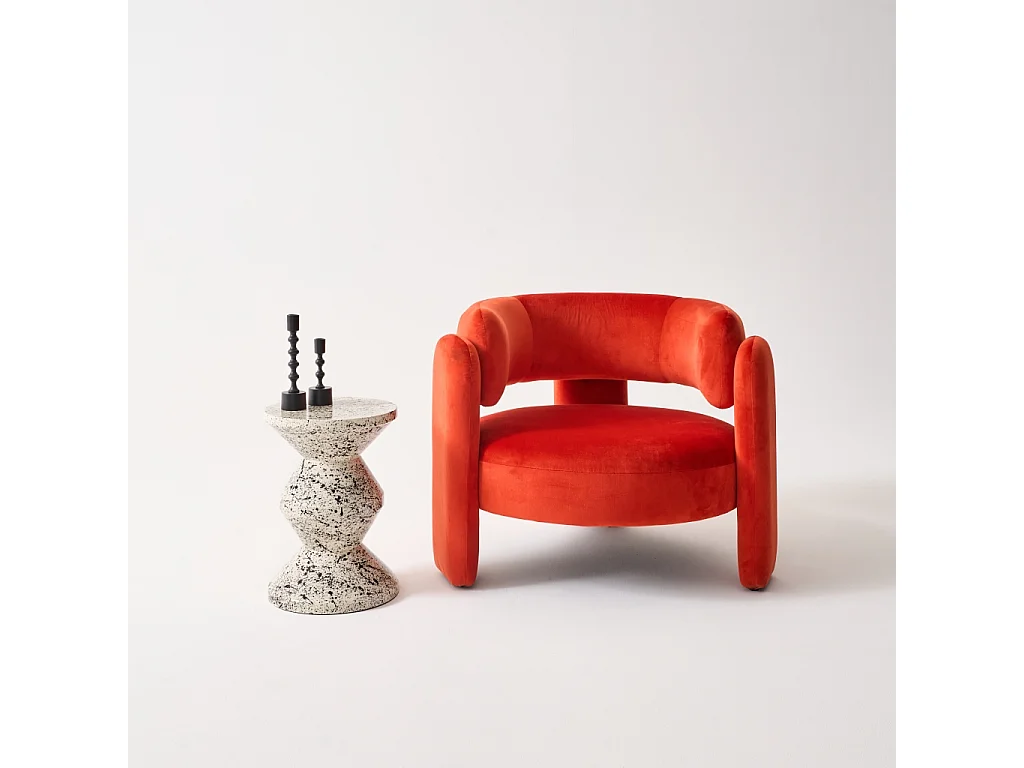 Tavolino da divano in acciaio smaltato, motivo maculato, 47cm, nero