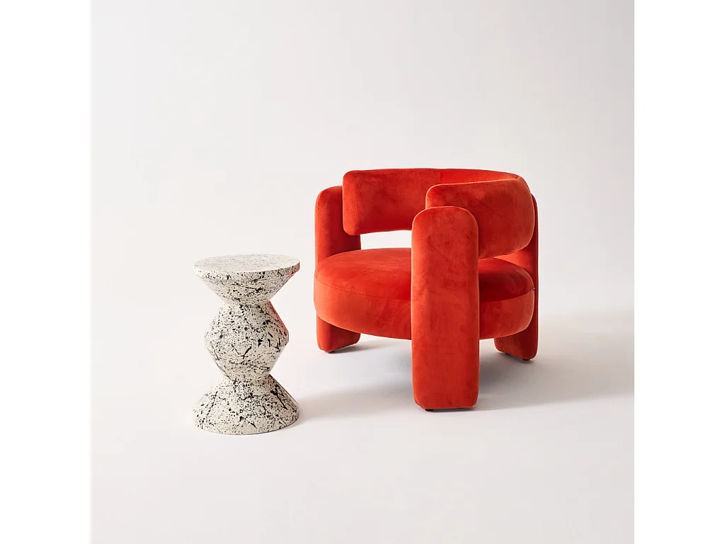 Tavolino da divano in acciaio smaltato, motivo maculato, 47cm, nero