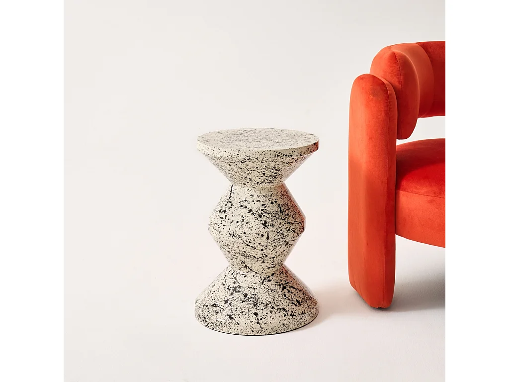 Tavolino da divano in acciaio smaltato, motivo maculato, 47cm, nero