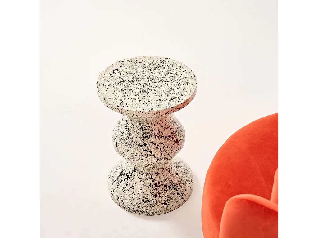 Tavolino da divano in acciaio smaltato, motivo maculato, 47cm, nero