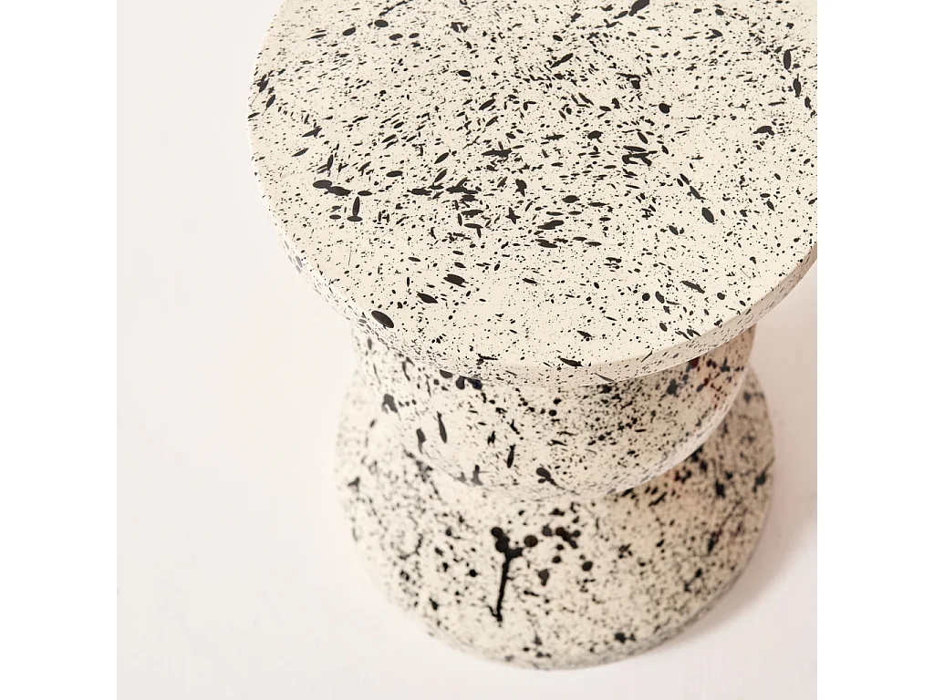 Tavolino da divano in acciaio smaltato, motivo maculato, 47cm, nero