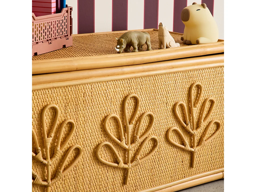 Baúl de juguetes infantil bohemio de ratán rotin naturel