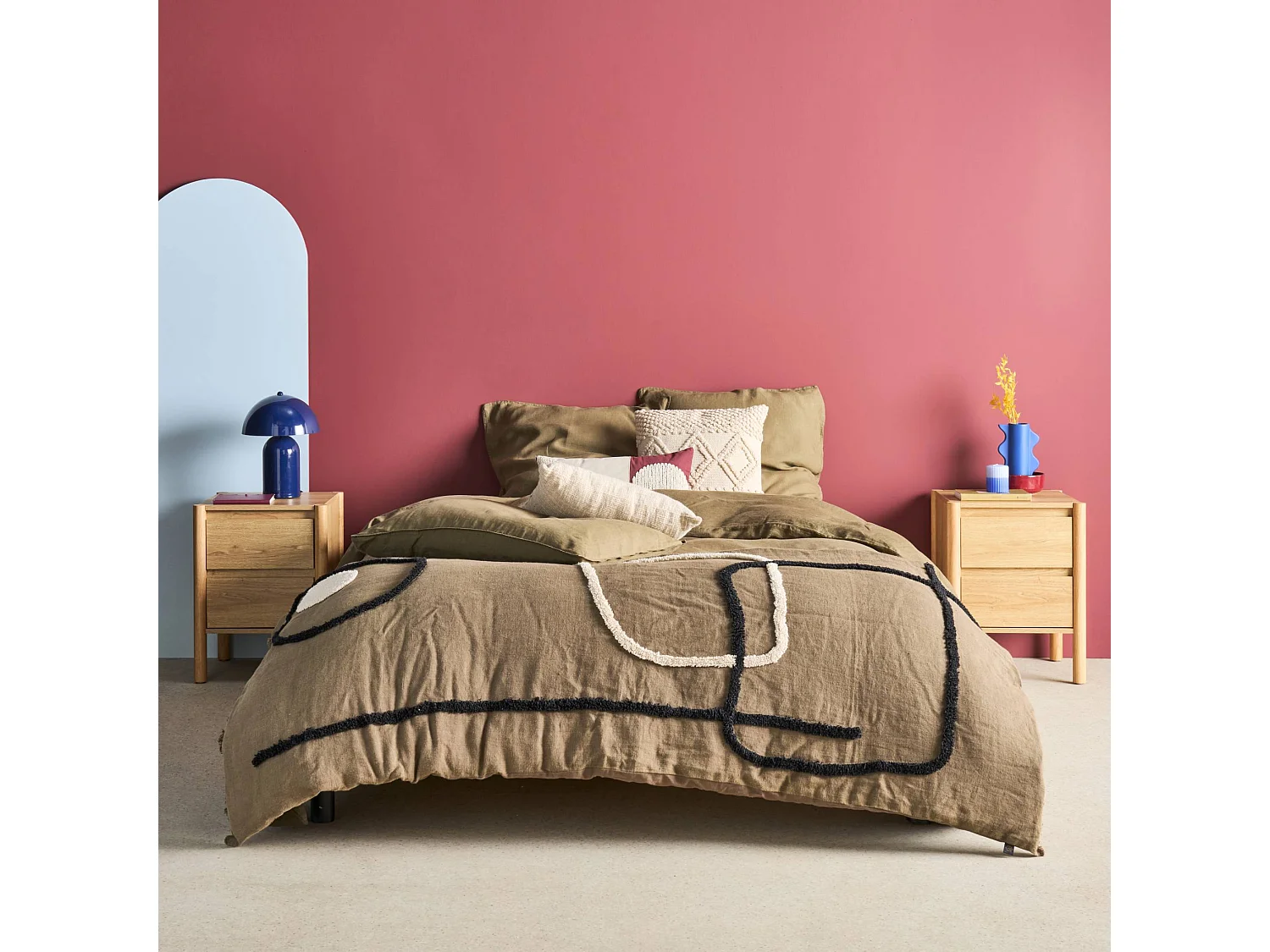 Lot de 2 tables de chevet décor bois 2 tiroirs naturel - 42 x 42 x 55 cm - Harmony