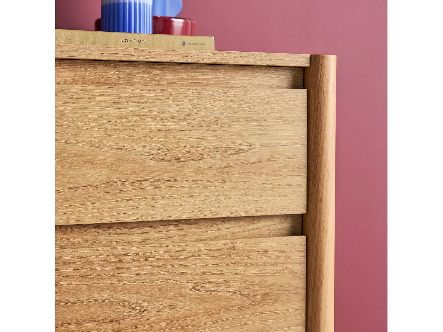 Lot de 2 tables de chevet décor bois 2 tiroirs naturel - 42 x 42 x 55 cm - Harmony