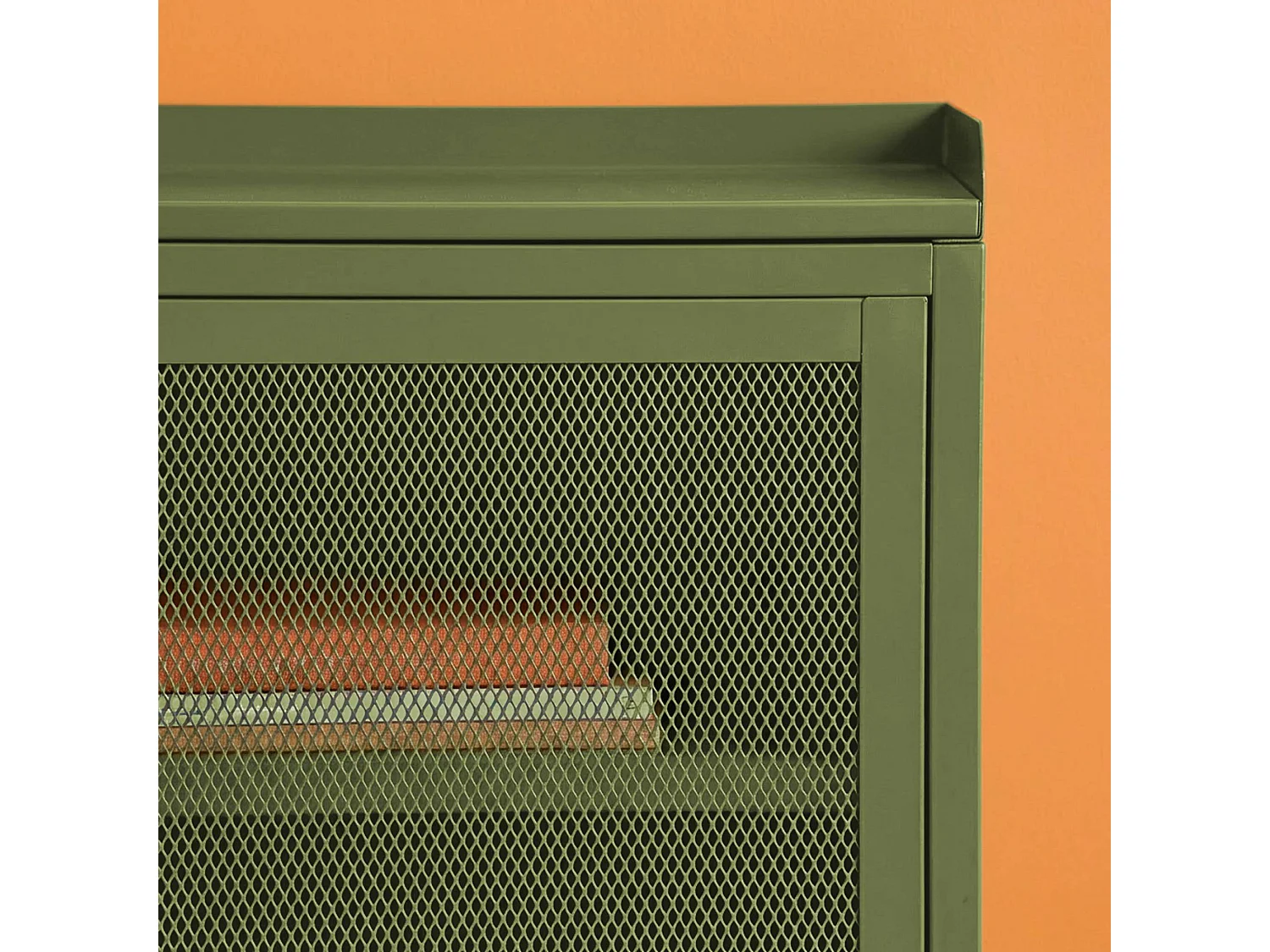 Table de chevet industrielle métal vert 1 porte grillagée. 40 x 37 x 58.5 cm - Ohio