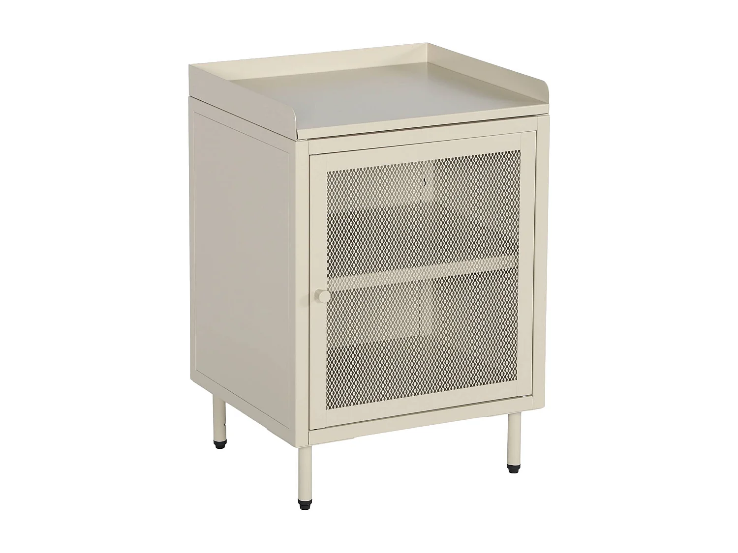 Table de chevet industrielle métal crème 1 porte grillagée. 40 x 37 x 58.5 cm - Ohio