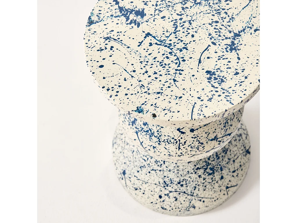 Tavolino da divano in acciaio smaltato, motivo maculato, 47cm, blu