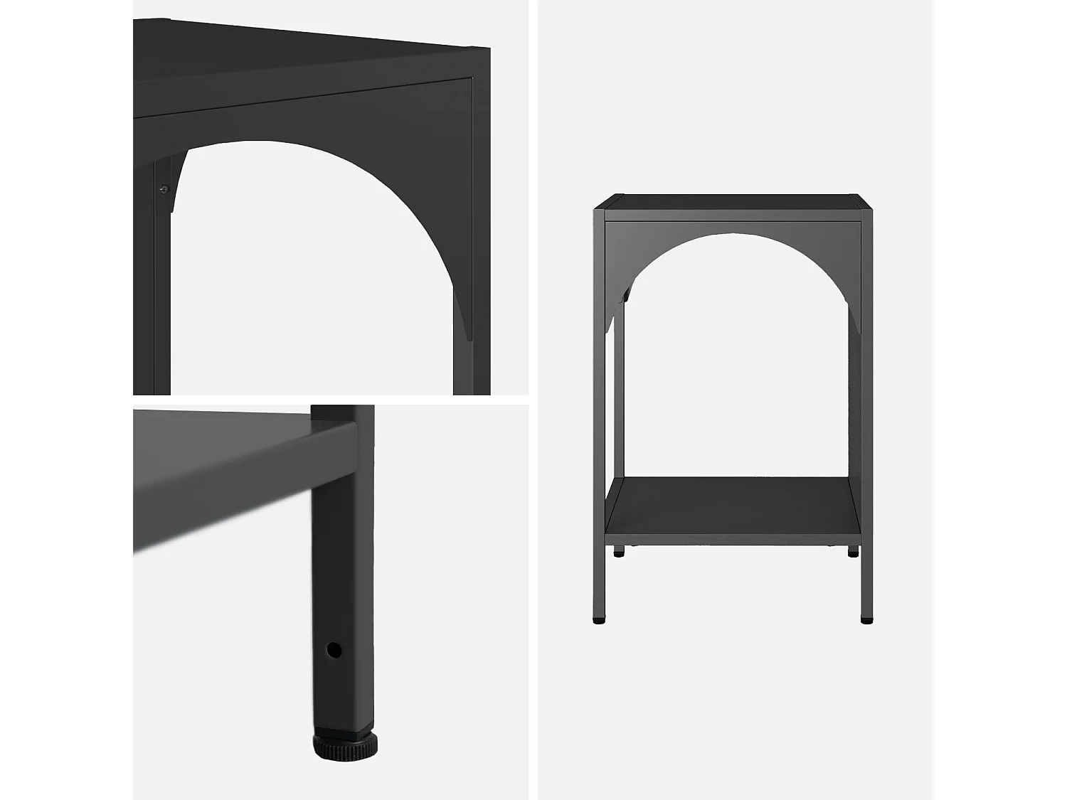 Table de chevet. table d'appoint en acier noir