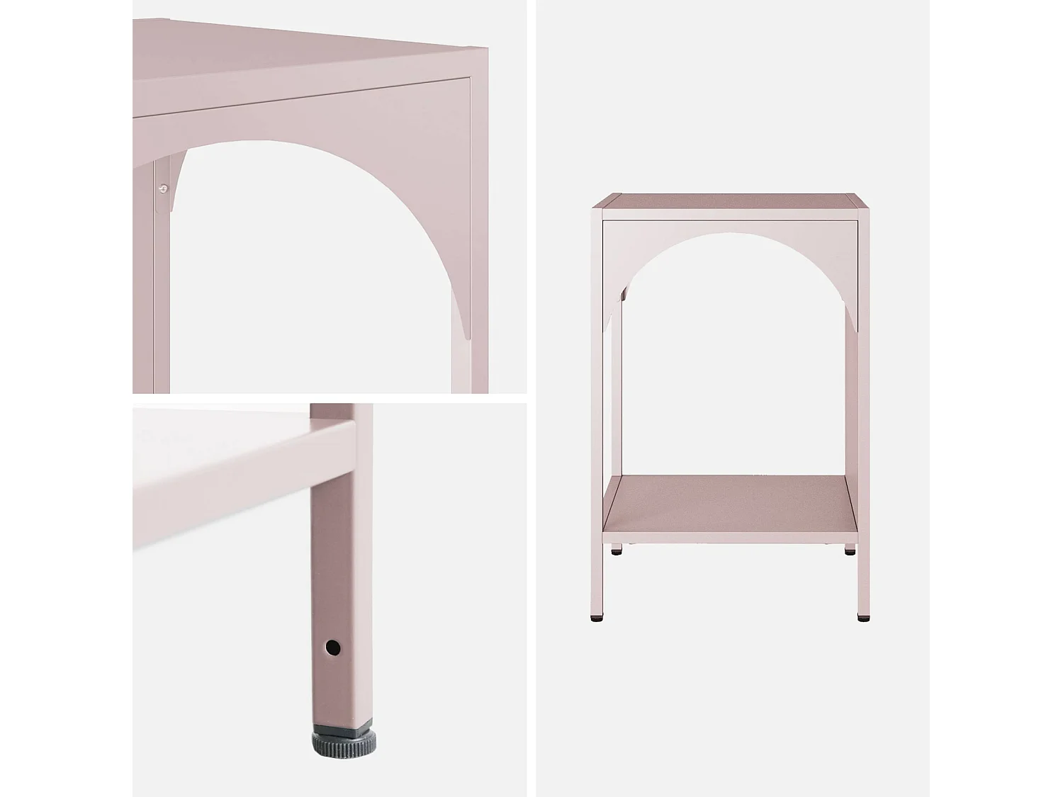 Table de chevet. table d'appoint en acier rose