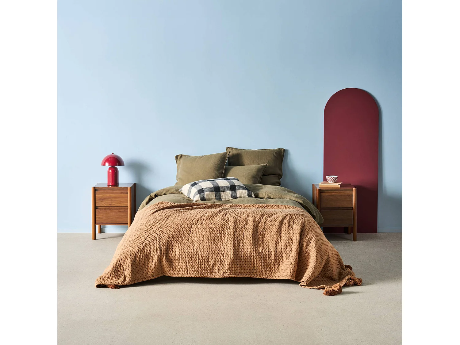 Lot de 2 tables de chevet décor bois 2 tiroirs noyer - 42 x 42 x 55 cm - Harmony