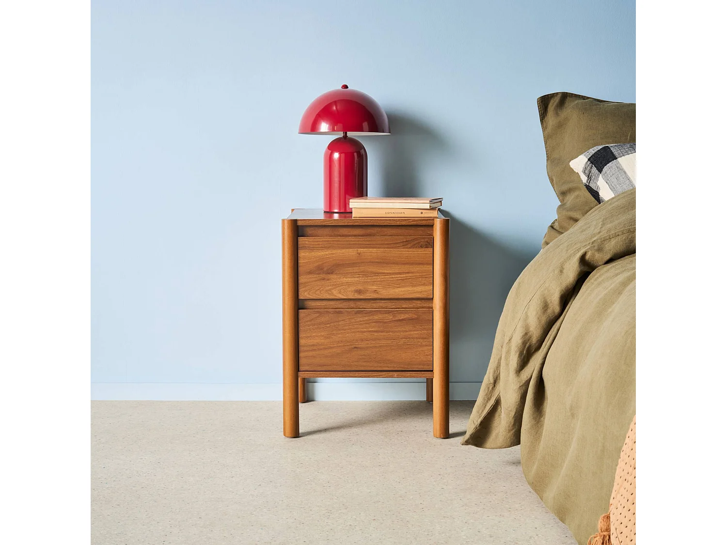 Lot de 2 tables de chevet décor bois 2 tiroirs noyer - 42 x 42 x 55 cm - Harmony