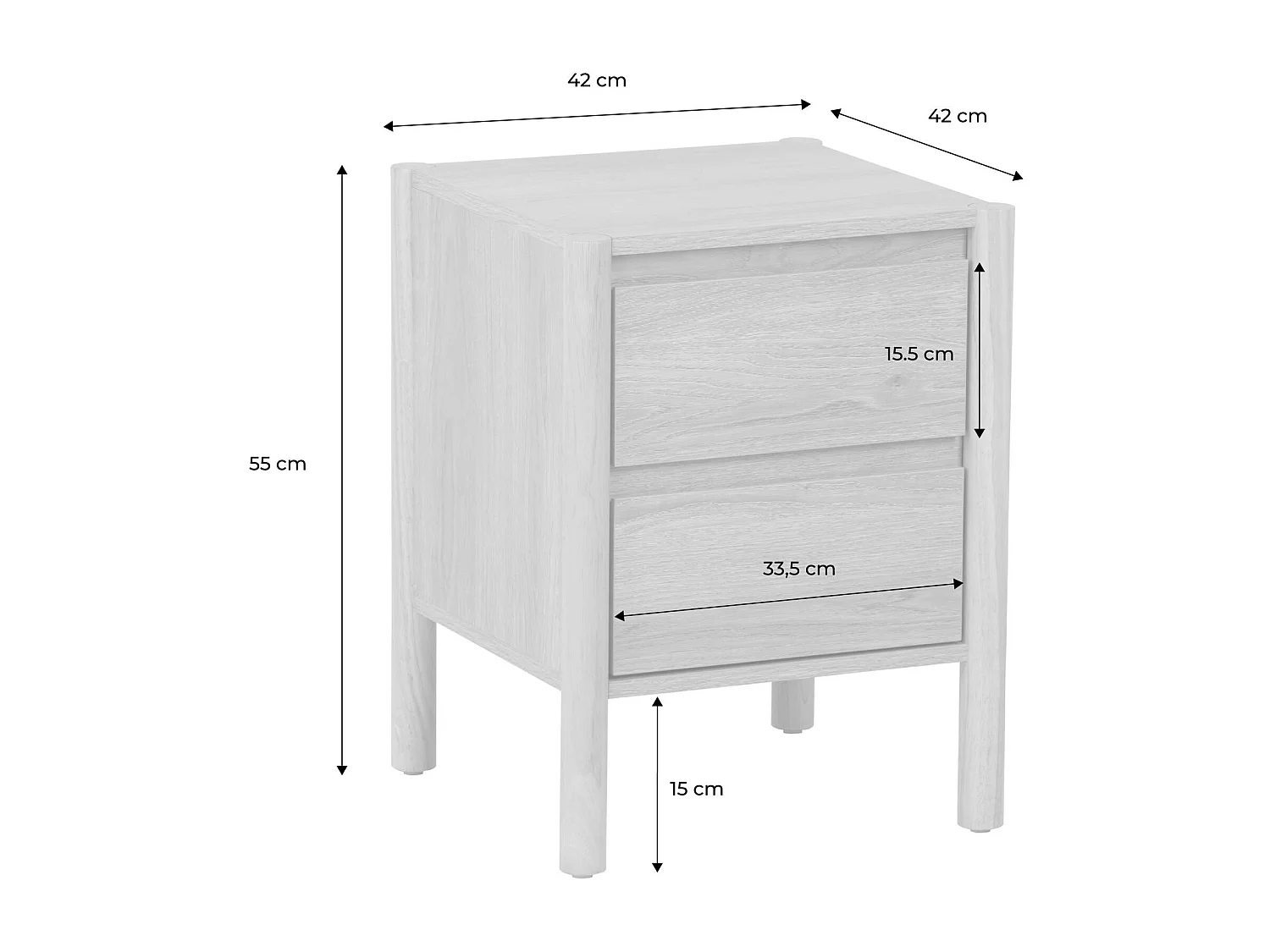 Lot de 2 tables de chevet décor bois 2 tiroirs noyer - 42 x 42 x 55 cm - Harmony