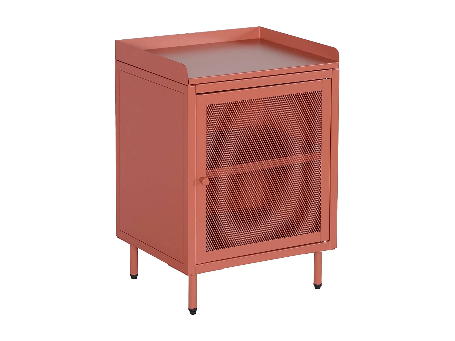 Comodino industriale in metallo 1 anta, terracotta