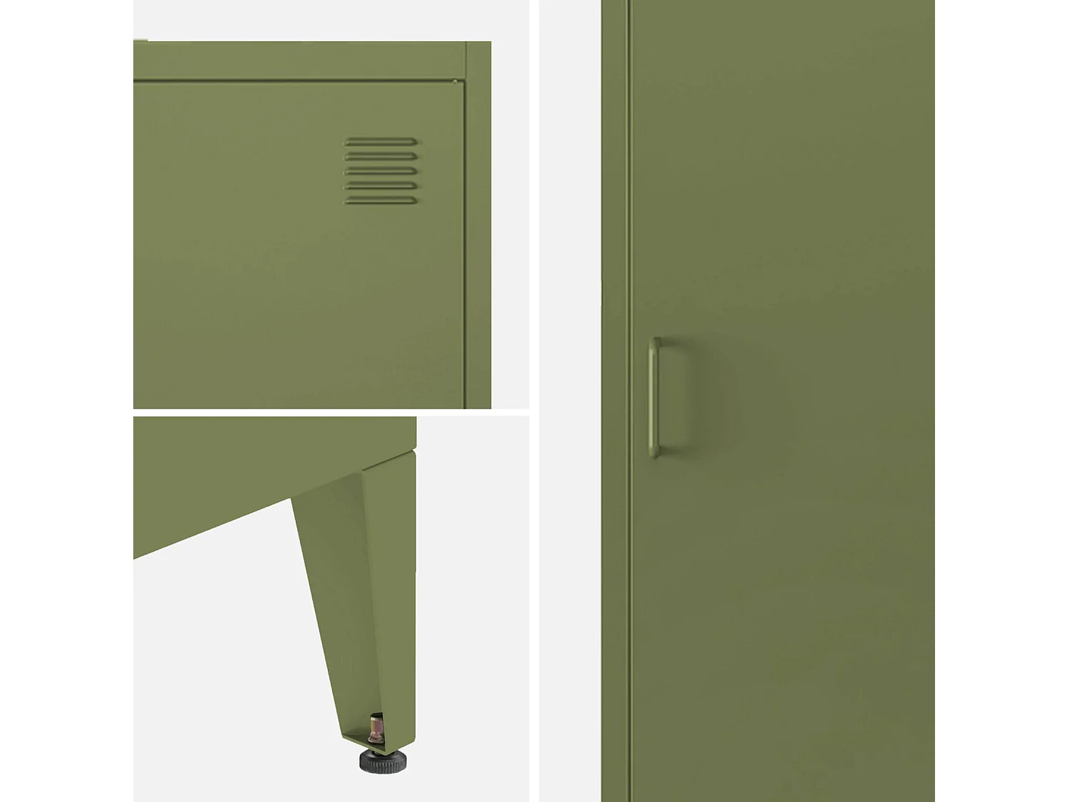 Armario dormitorio industrial con 4 almacenamientos, set de 3 verde