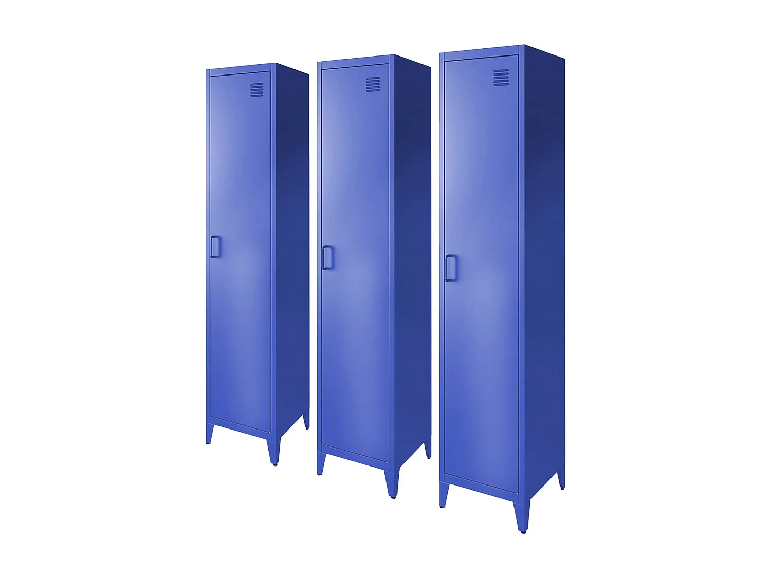 Armario dormitorio industrial con 4 almacenamientos, set de 3 azul