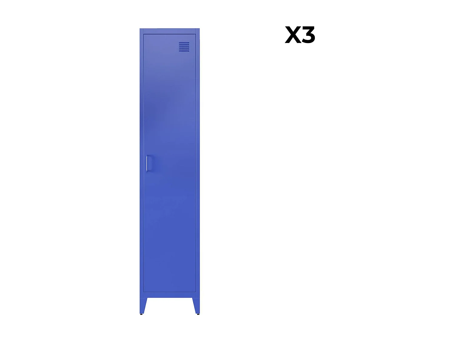 Armario dormitorio industrial con 4 almacenamientos, set de 3 azul