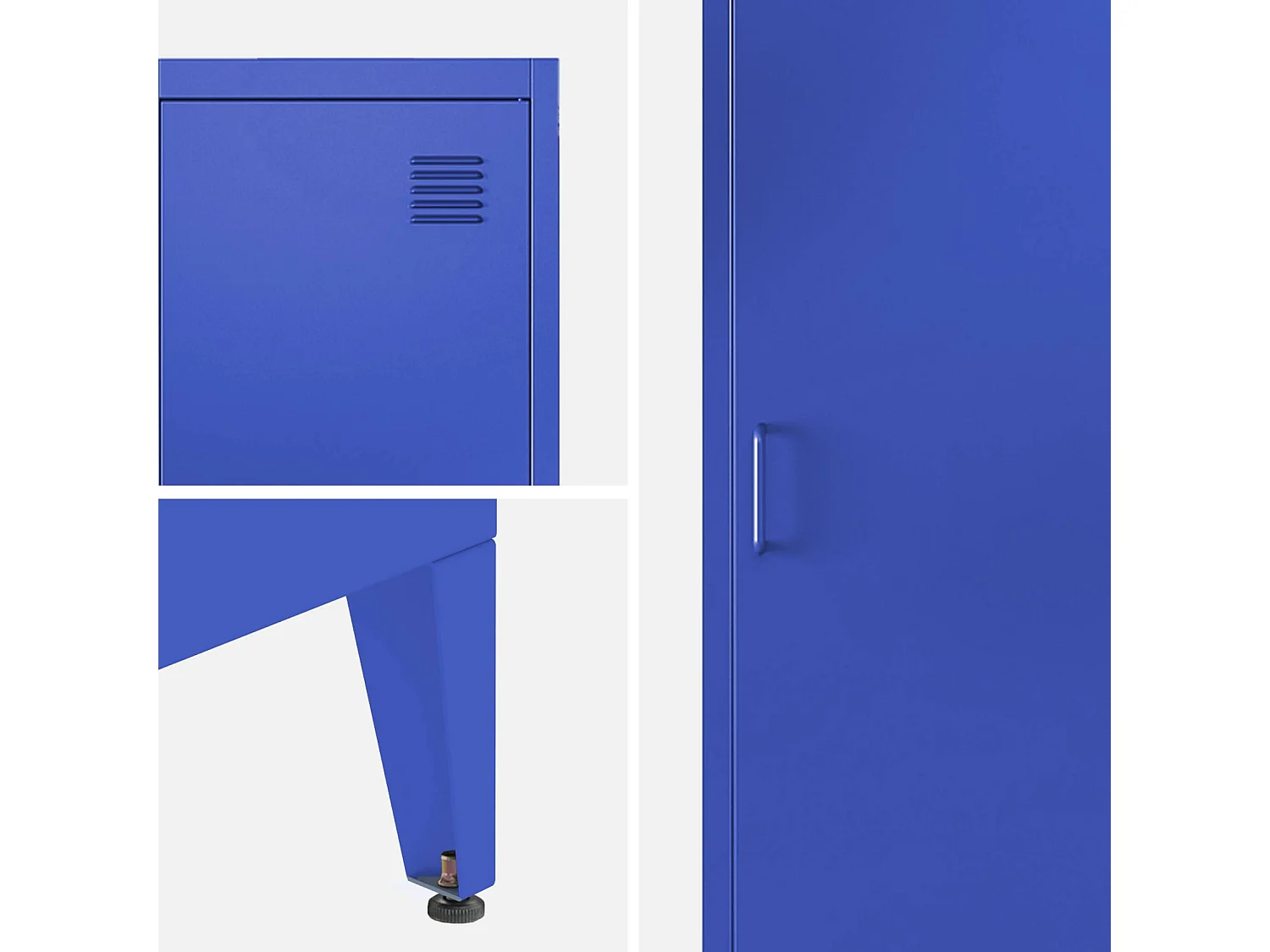 Armario dormitorio industrial con 4 almacenamientos, set de 3 azul