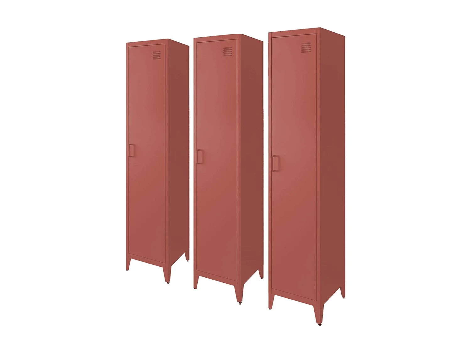 Armoire chambre enfant en acier terracotta. 4 espaces de rangement. casier. L 38 x P 38 x H 180 cm
