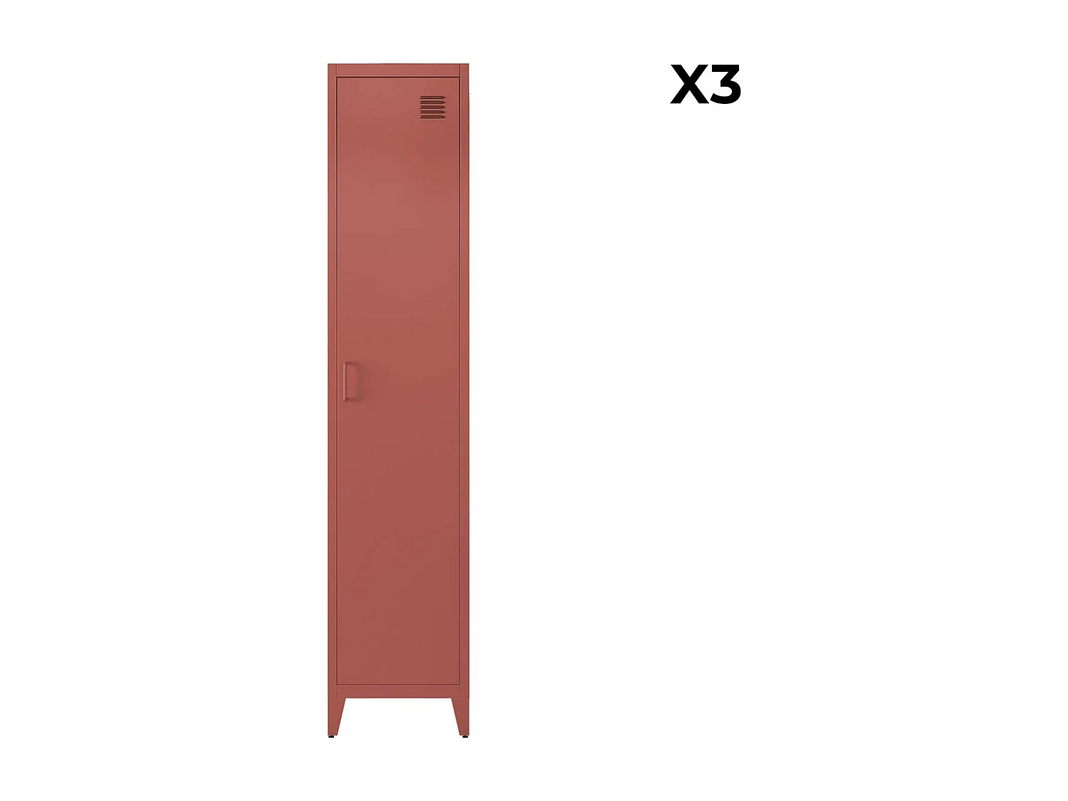 Armoire chambre enfant en acier terracotta. 4 espaces de rangement. casier. L 38 x P 38 x H 180 cm