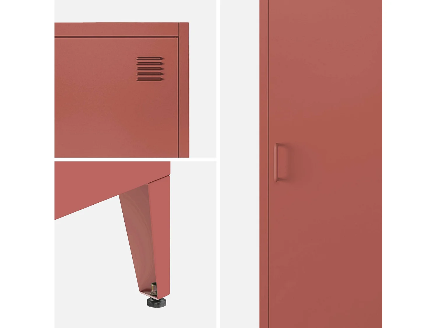 Armoire chambre enfant en acier terracotta. 4 espaces de rangement. casier. L 38 x P 38 x H 180 cm