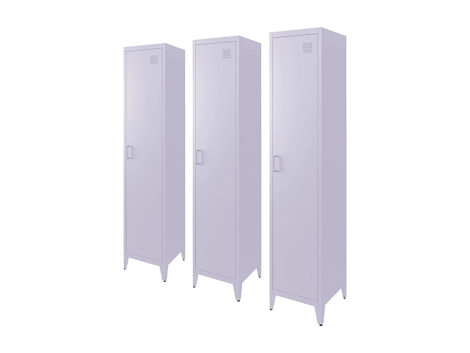 Armario dormitorio industrial con 4 almacenamientos, set de 3 lilas