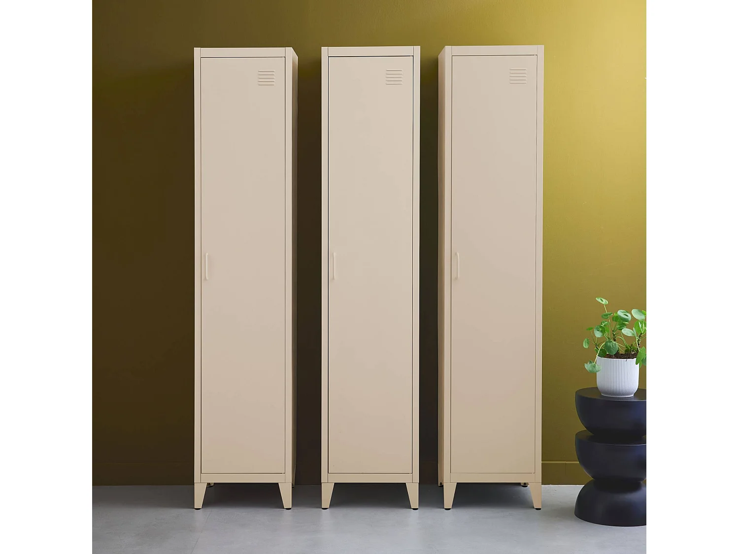 Armario dormitorio industrial con 4 almacenamientos, set de 3 beige