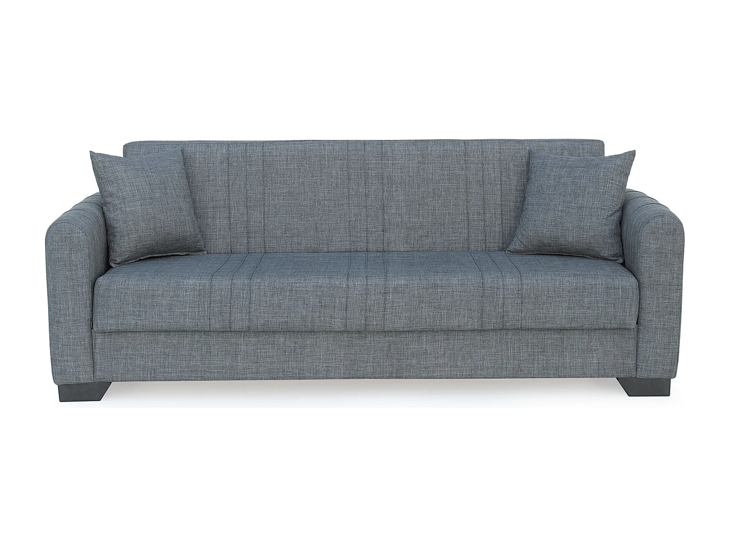 Canapé-lit 3 places clic-clac avec rangement, Revêtement en tissu gris ​​- Longueur 215 x Hauteur 85 x Profondeur 84 cm