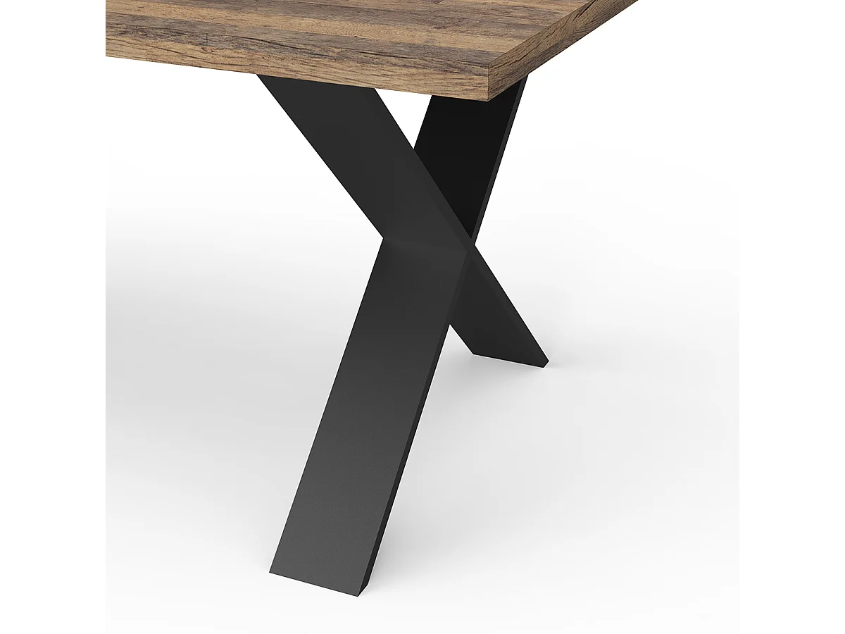 Table à manger 6 couverts couleur chêne foncé / noir - Largeur 180 x Profondeur 90 x Hauteur 74,8 cm