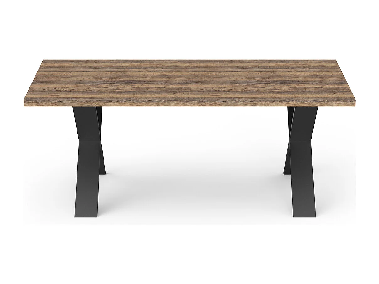 Table à manger 6 couverts couleur chêne foncé / noir - Largeur 180 x Profondeur 90 x Hauteur 74,8 cm