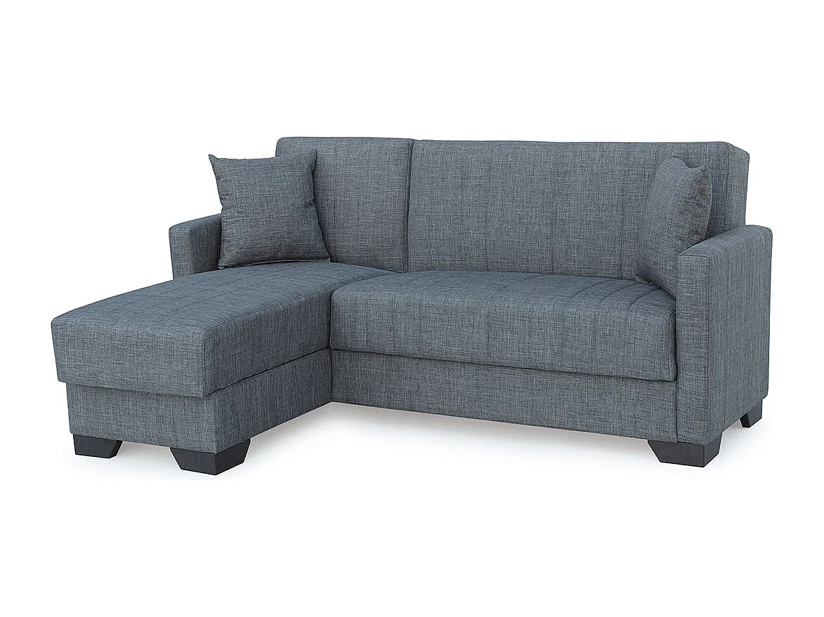 Canapé-lit Clic-Clac avec rangement revêtement en tissu gris, sofa Convertible 3 places - Longueur 215 x Hauteur 84 x Profondeur 60/170 cm
