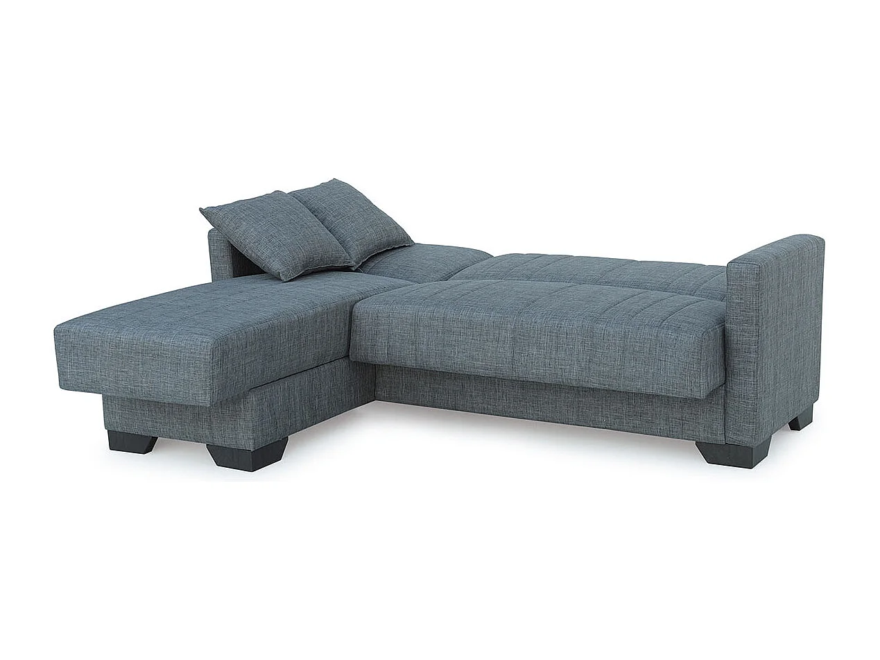 Canapé-lit Clic-Clac avec rangement revêtement en tissu gris, sofa Convertible 3 places - Longueur 215 x Hauteur 84 x Profondeur 60/170 cm