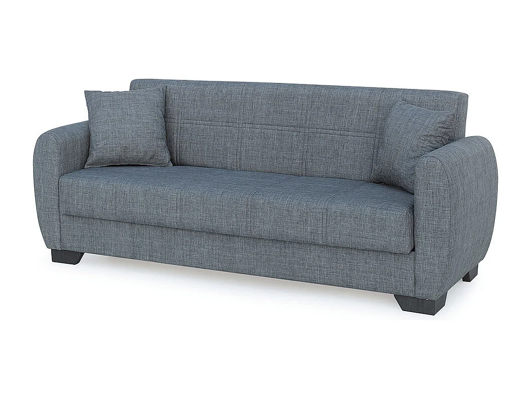 Canapé-lit 3 places clic-clac sofa convertible en tissu gris - Longueur 215 x Hauteur 85 x Profondeur 84 cm
