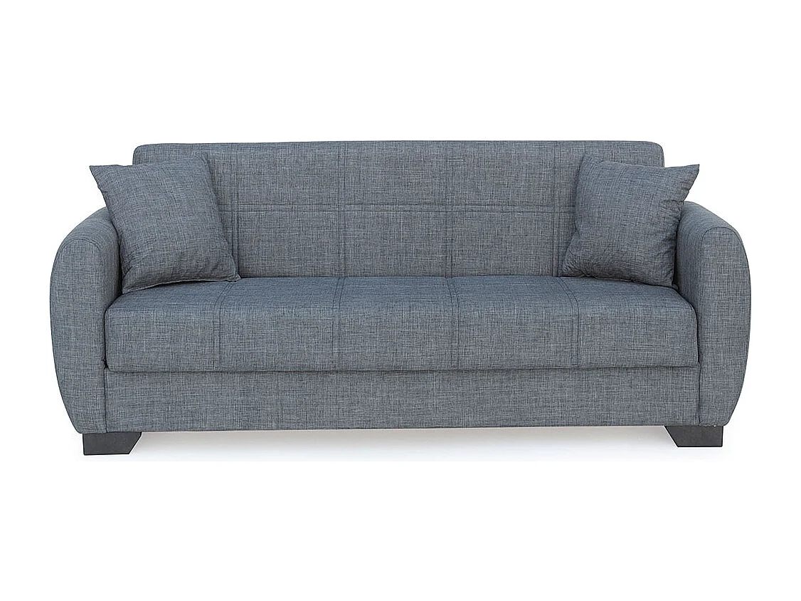 Canapé-lit 3 places clic-clac sofa convertible en tissu gris - Longueur 215 x Hauteur 85 x Profondeur 84 cm