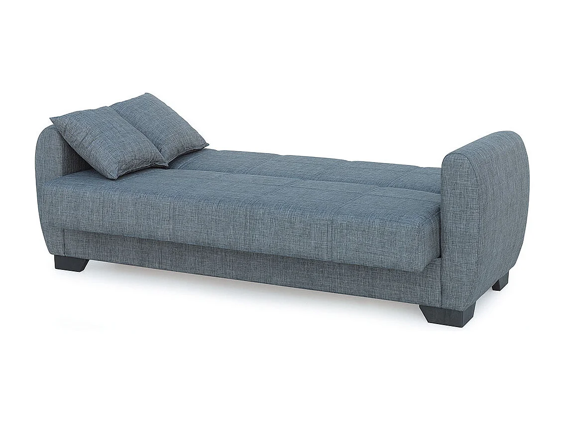 Canapé-lit 3 places clic-clac sofa convertible en tissu gris - Longueur 215 x Hauteur 85 x Profondeur 84 cm
