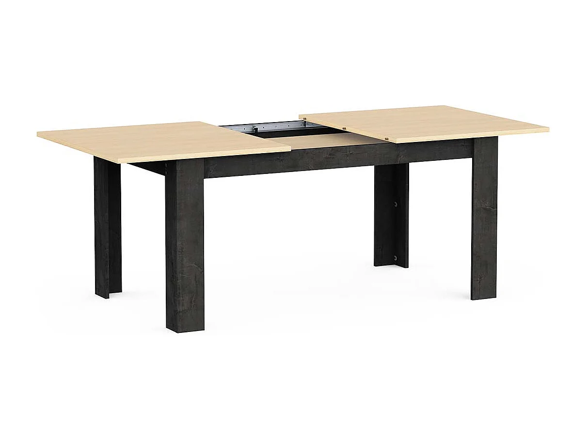 Table à manger extensible couleur chêne / anthracite - Largeur 155/205 x Profondeur 90 x Hauteur 73,8 cm