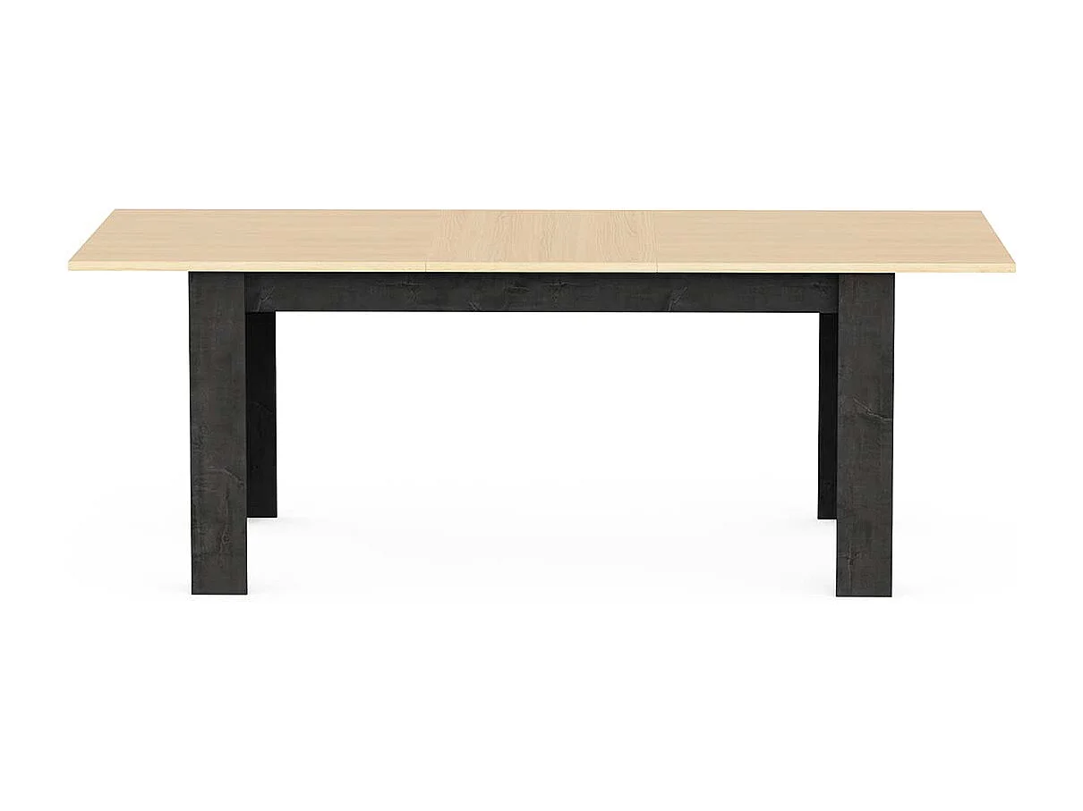 Table à manger extensible couleur chêne / anthracite - Largeur 155/205 x Profondeur 90 x Hauteur 73,8 cm