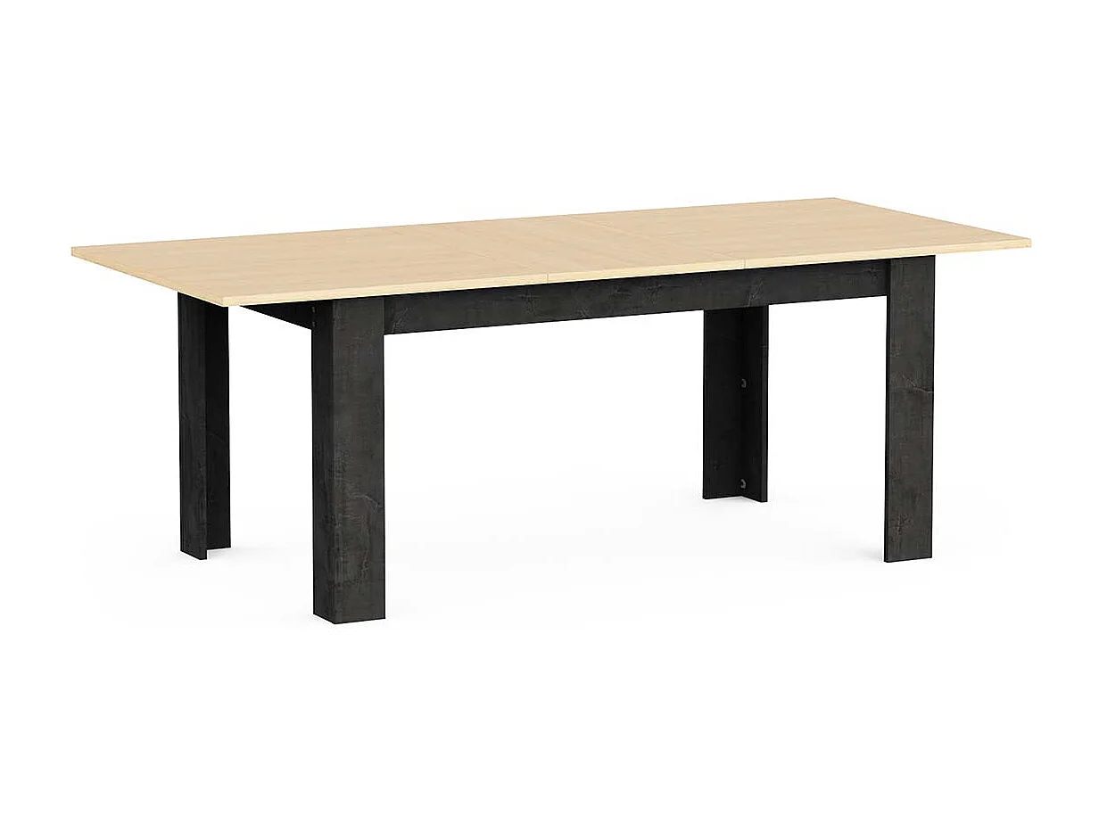 Table à manger extensible couleur chêne / anthracite - Largeur 155/205 x Profondeur 90 x Hauteur 73,8 cm