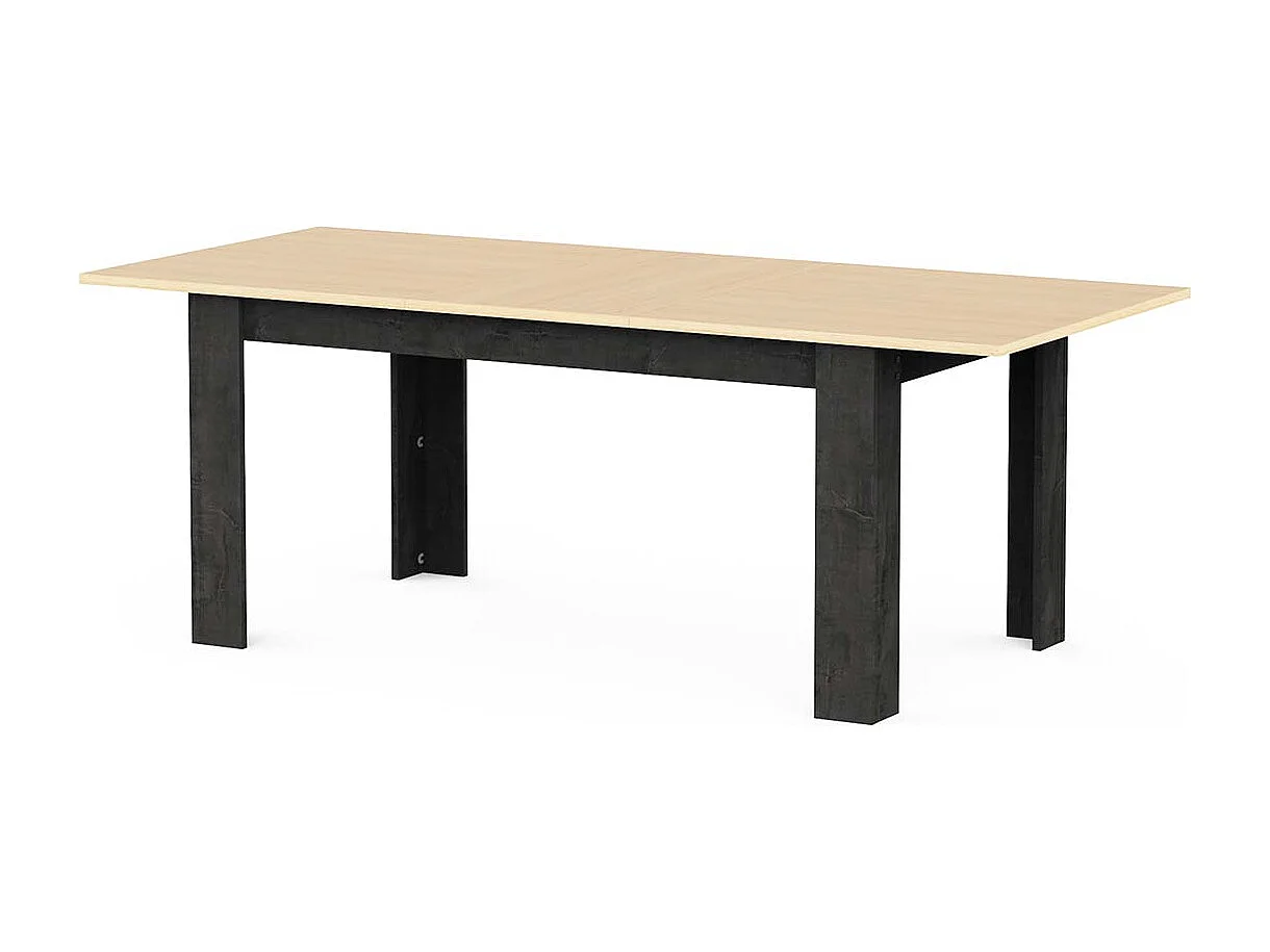Table à manger extensible couleur chêne / anthracite - Largeur 155/205 x Profondeur 90 x Hauteur 73,8 cm